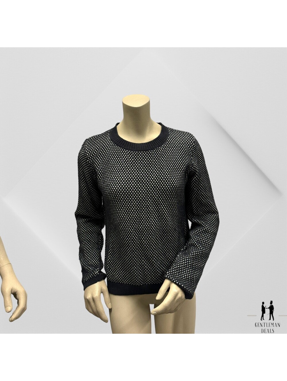 Won Hundred Size Small Black White Knit Jumper Cotton Crew Neck Sweater